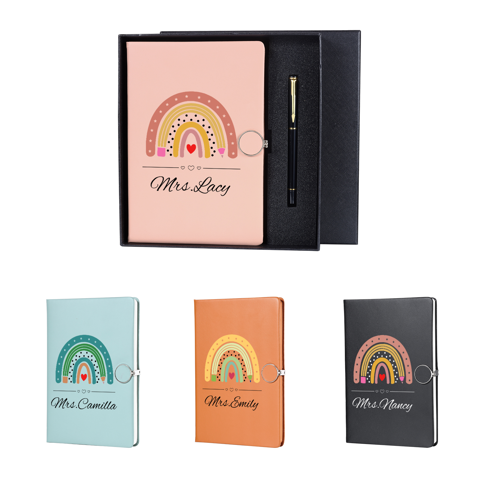 Personalised Rainbow A5 Notebook Gift Set with Name – Thoughtful Stationery Present | Jessemade