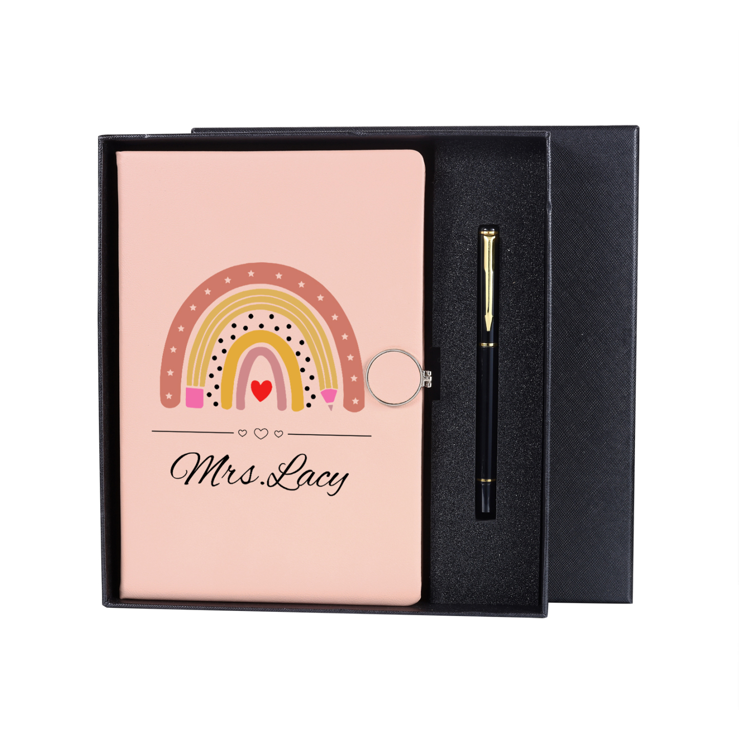 Personalised Rainbow A5 Notebook Gift Set with Name – Unique Stationery Gift for Teachers & Loved Ones | Jessemade