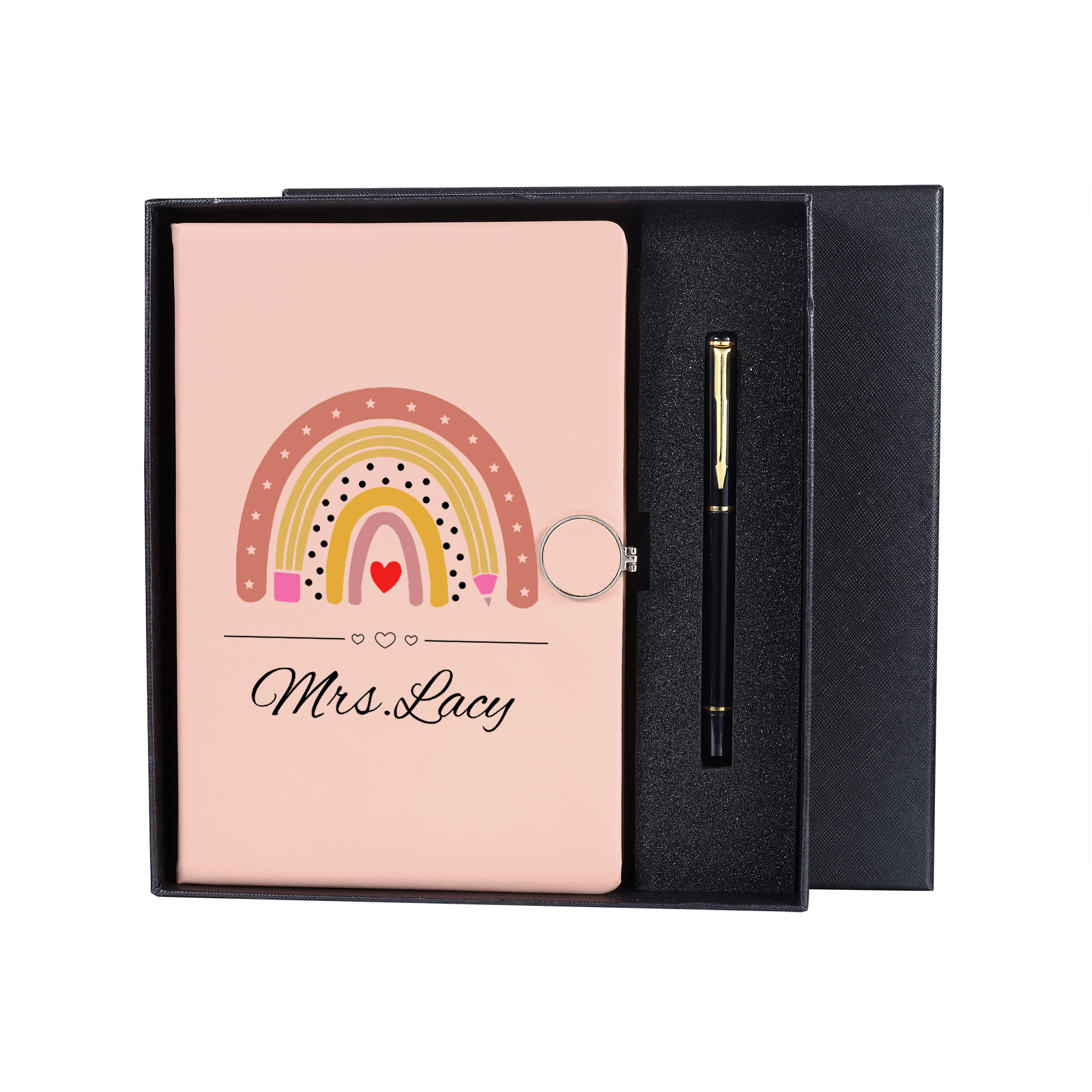 Personalised Rainbow A5 Notebook Gift Set with Name – Unique Stationery Gift for Teachers & Loved Ones | Jessemade