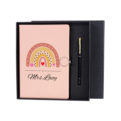 Personalised Rainbow A5 Notebook Gift Set with Name – Unique Stationery Gift for Teachers & Loved Ones | Jessemade