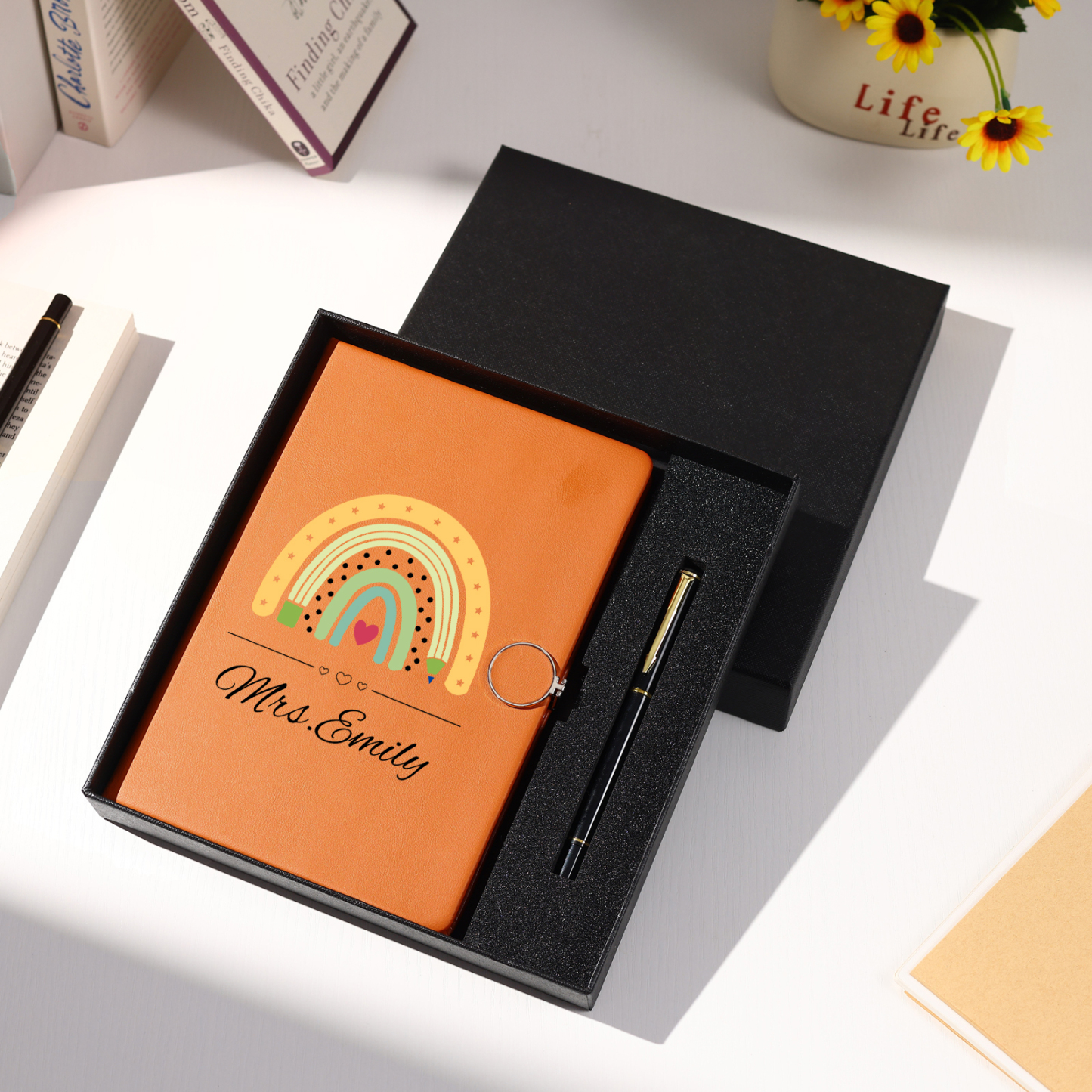 Personalised Rainbow A5 Notebook Gift Set with Name – Thoughtful Stationery Present | Jessemade