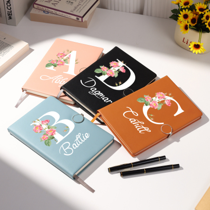 Personalised Floral Initial A5 Notebook Gift Set with Name – Custom Stationery Present for Every Occasion | Jessemade