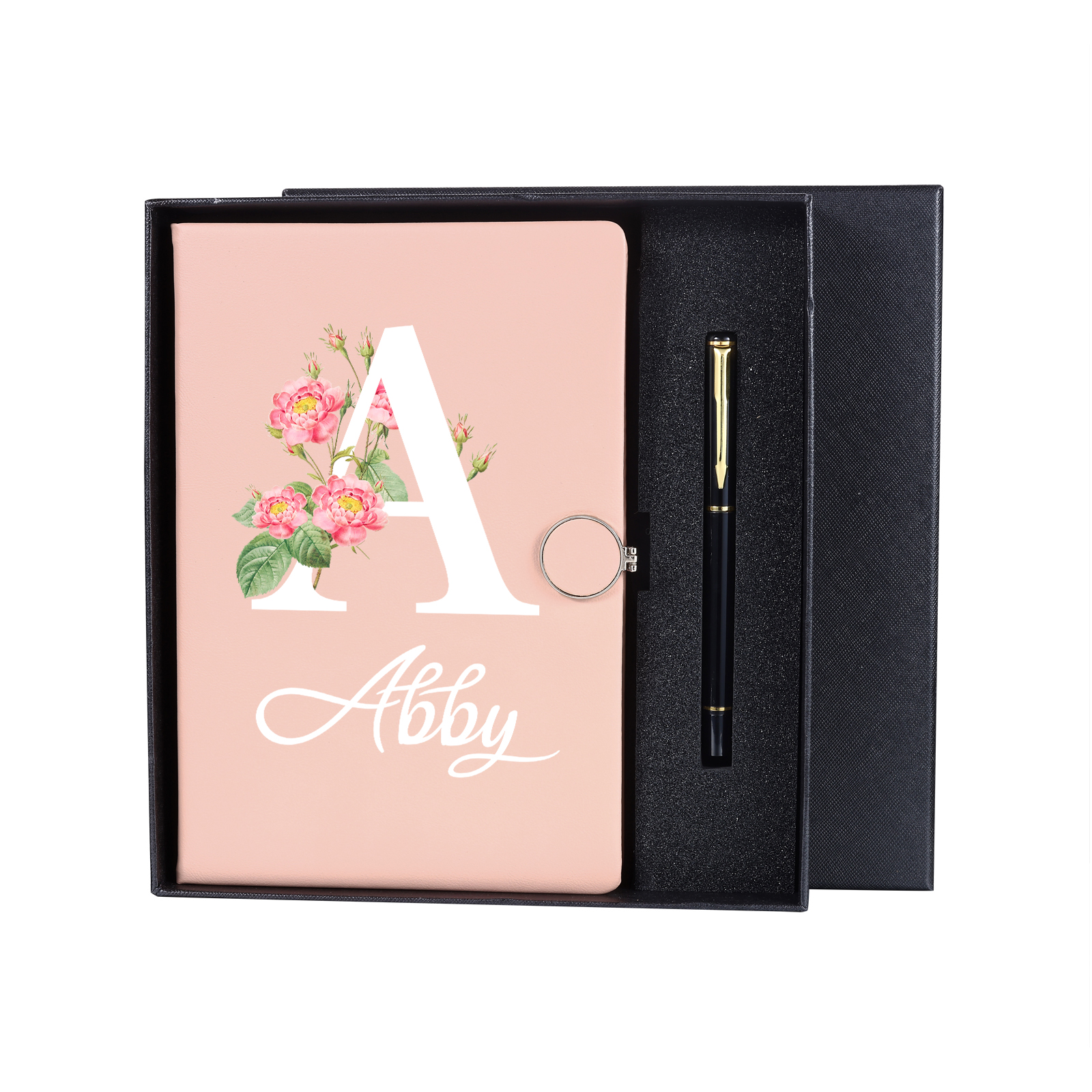Personalised Floral Initial A5 Notebook Gift Set with Name – Unique Stationery Gift for All Occasions | Jessemade