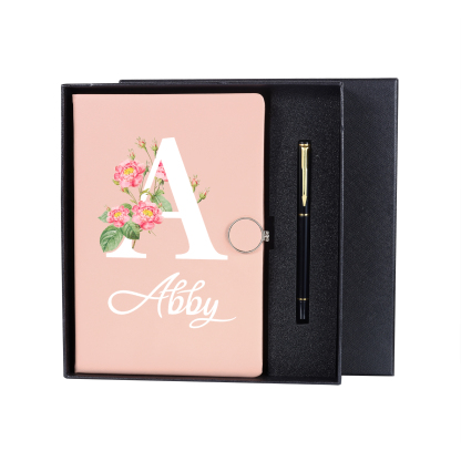 Personalised Floral Initial A5 Notebook Gift Set with Name – Unique Stationery Gift for All Occasions | Jessemade
