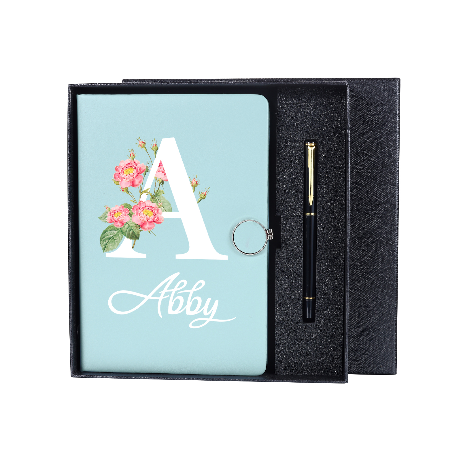 Personalised Floral Initial A5 Notebook Gift Set with Name – Custom Stationery Present for Every Occasion | Jessemade