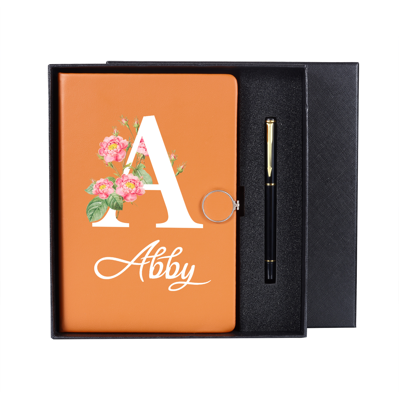 Personalised Floral Initial A5 Notebook Gift Set with Name – Custom Stationery Present for Every Occasion | Jessemade