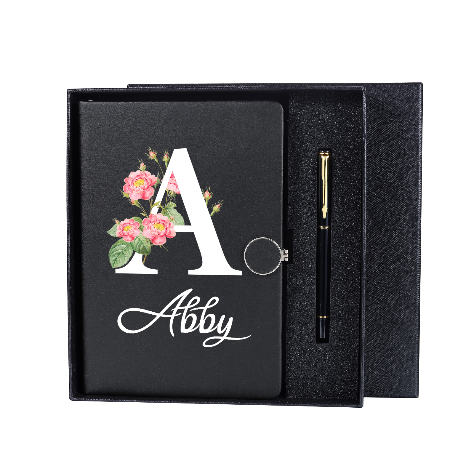 Personalised Floral Initial A5 Notebook Gift Set with Name – Custom Stationery Present for Every Occasion | Jessemade