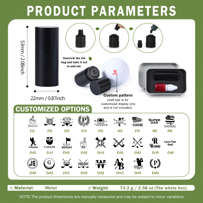 Personalised Golf Ball Stamp – Custom Name & Icon | Jessemade