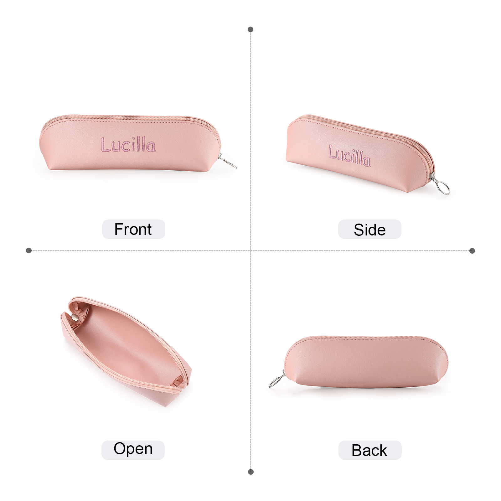 1 Name Personalised Pencil Case for Girls & Boys – PU Leather with Custom Embroidery | Jessemade