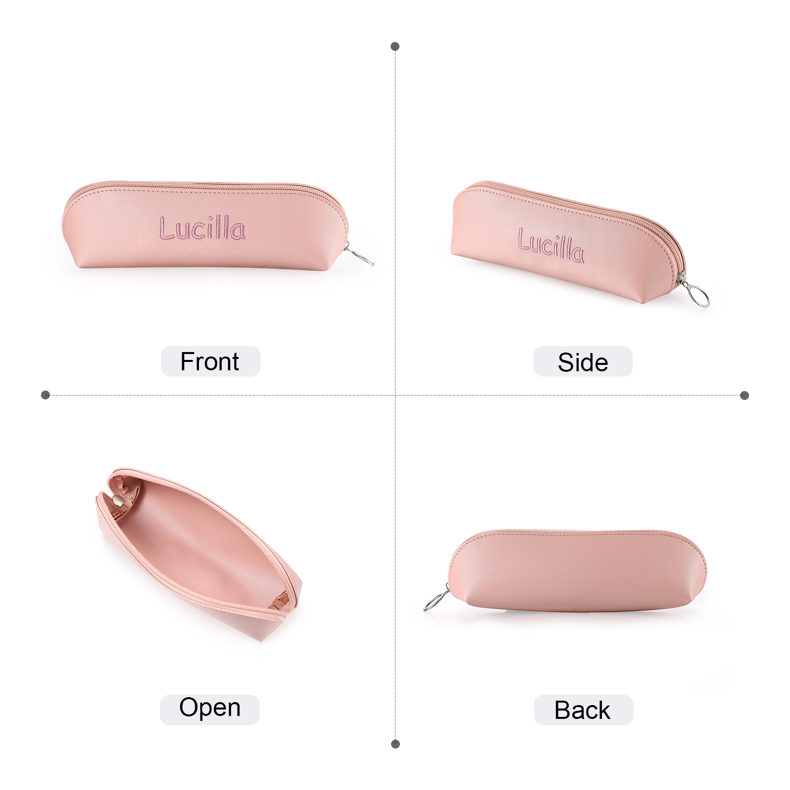 1 Name Personalised Pencil Case for Girls & Boys – PU Leather with Custom Embroidery | Jessemade