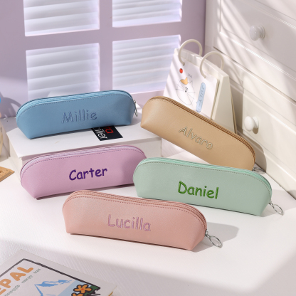 1 Name Personalised Pencil Case for Girls & Boys – PU Leather with Custom Embroidery | Jessemade