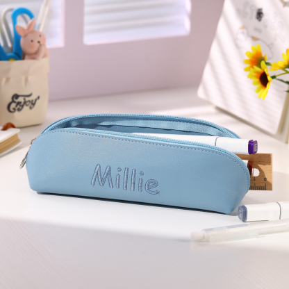 1 Name Personalised Back to School Pencil Bag – PU Leather with Custom