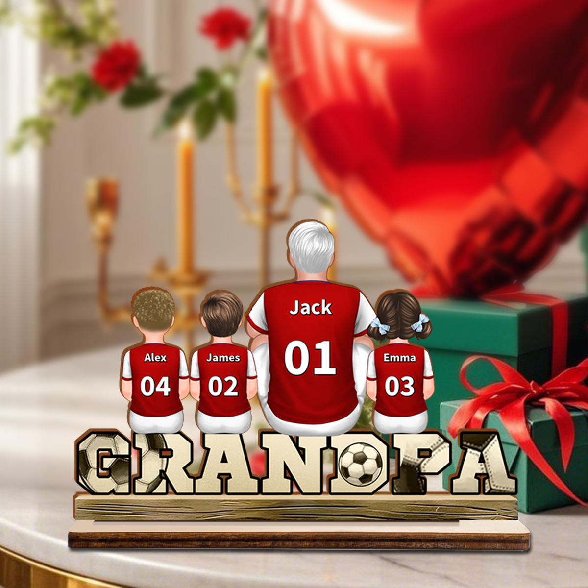 To my Grandpa - Personalised Wooden Football Decoration with 2-5 Names and Children | Grandfather’s Day Gifts | Jessemade