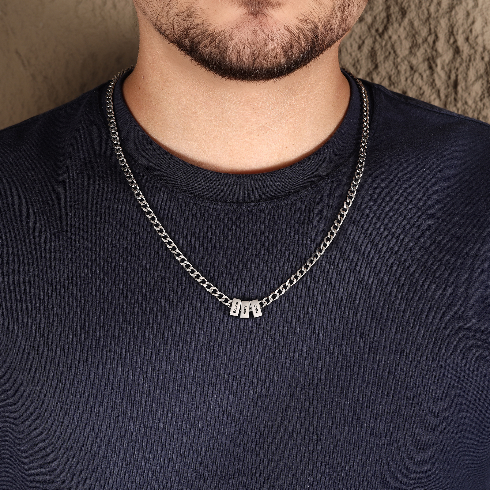 Personalised Cuban Link Chain Necklace for Men with 1 to 6 Names