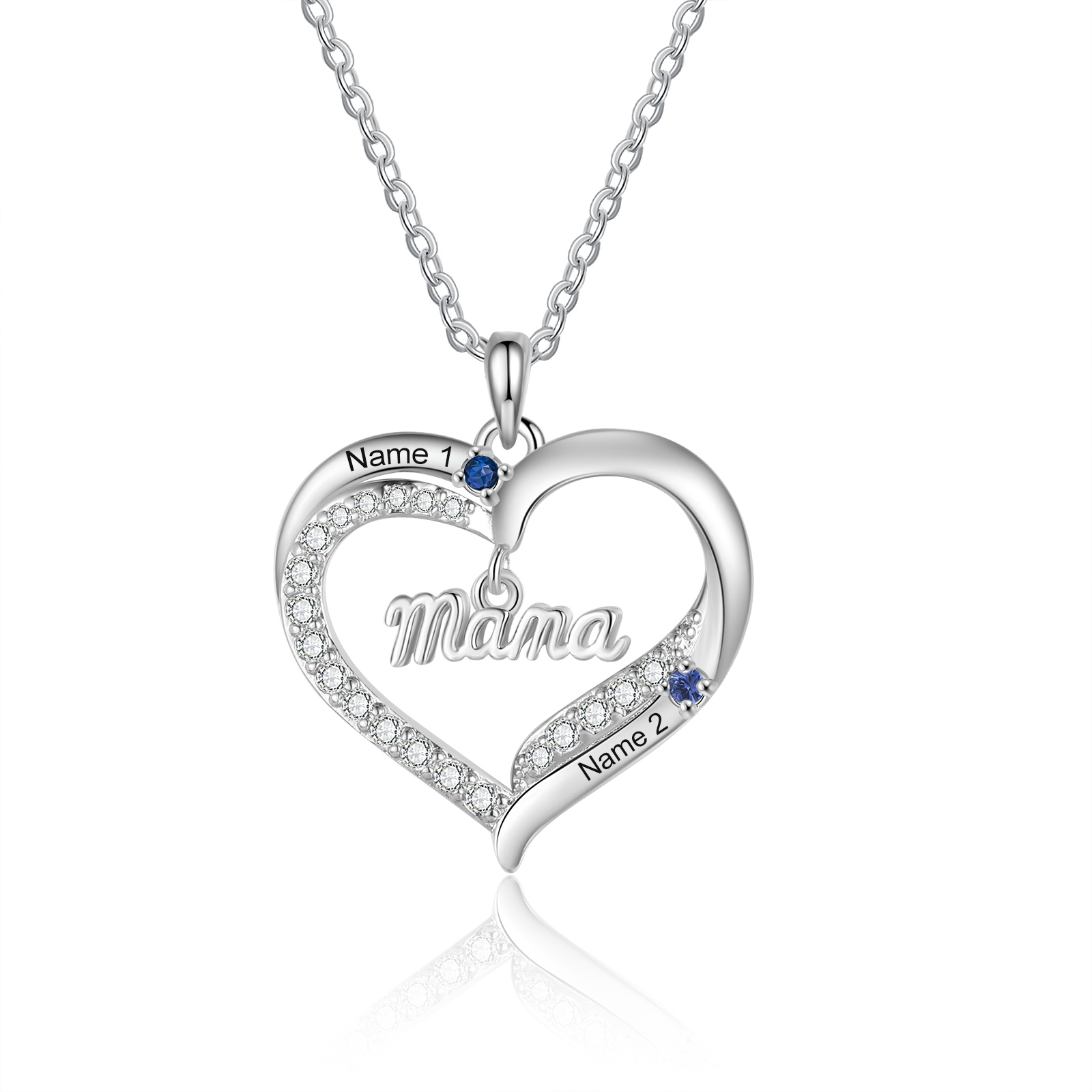 Personalised Heart Mum Necklace custom 5 titles 2–5 names and birthstones Mothers Day birthday Christmas gift for mum nan grandma Jessemade