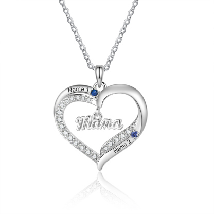 Personalised Heart Mum Necklace custom 5 titles 2–5 names and birthstones Mothers Day birthday Christmas gift for mum nan grandma Jessemade