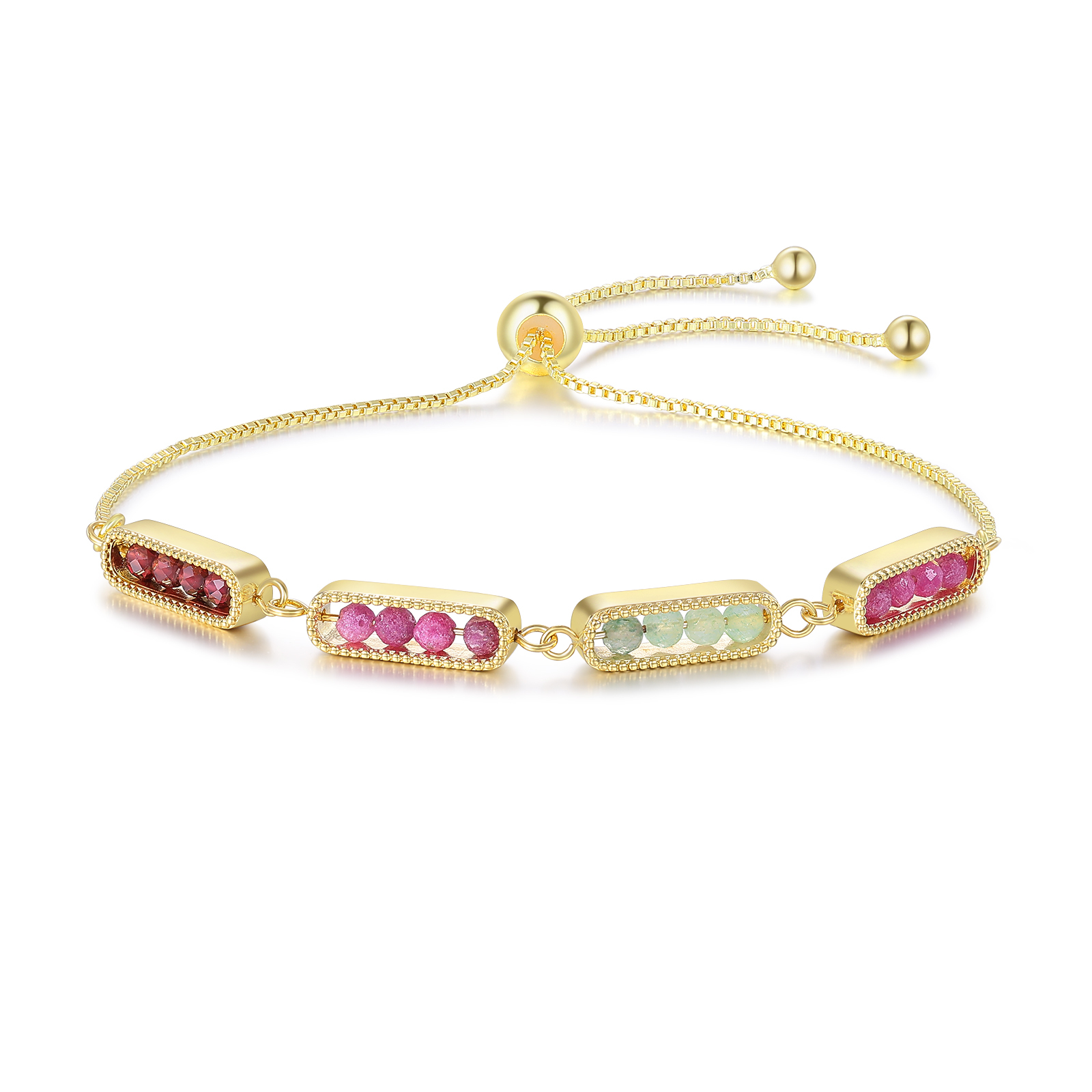 Personalised bar bracelet with birthstone, adjustable in a minimalist design