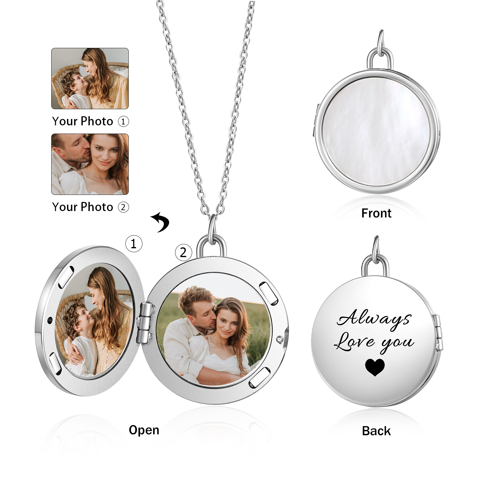 Always Love You Personalised Circle Photo Frame Necklace A Sentimental Custom Gift for Her