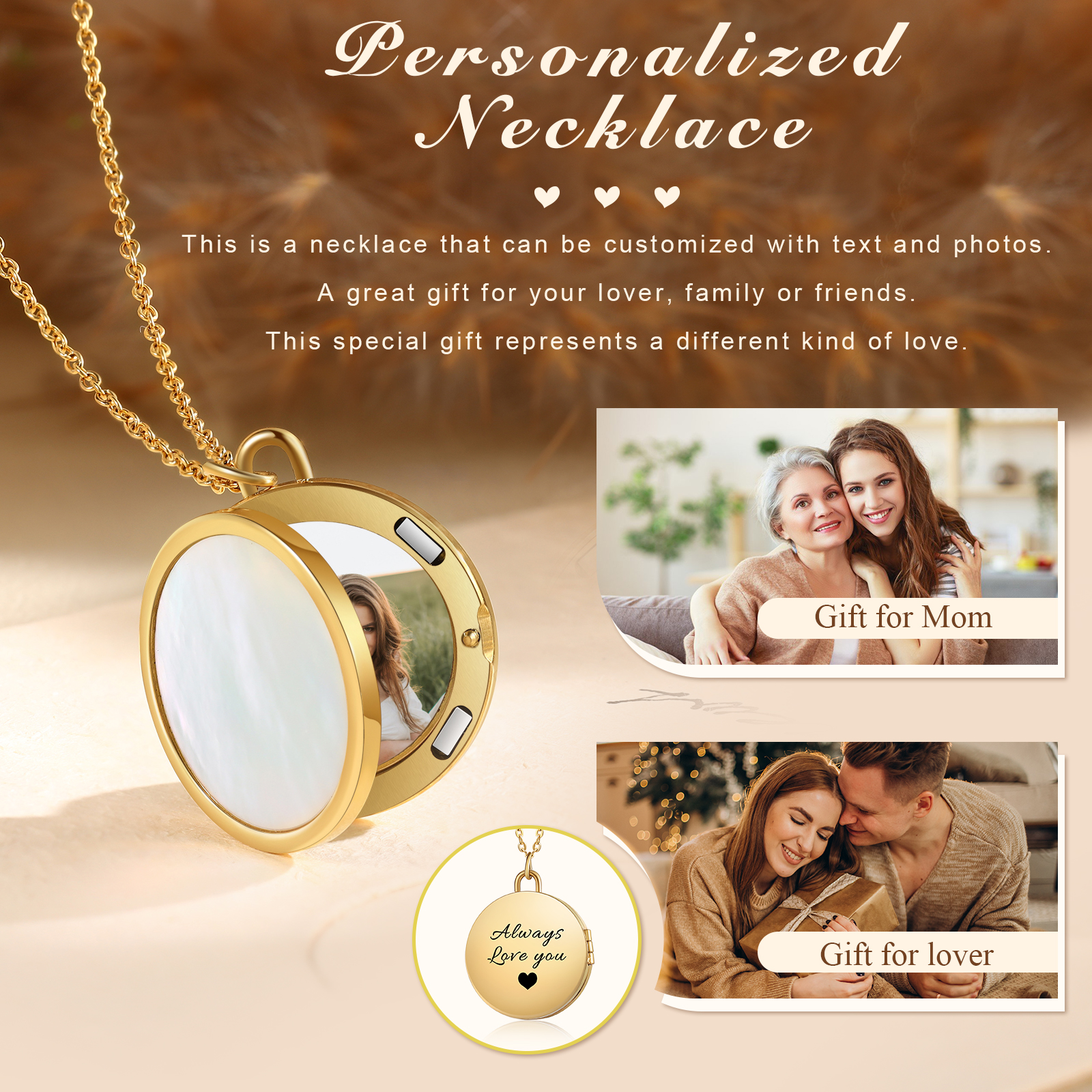 Always Love You Personalised Circle Photo Frame Necklace A Sentimental Custom Gift for Her