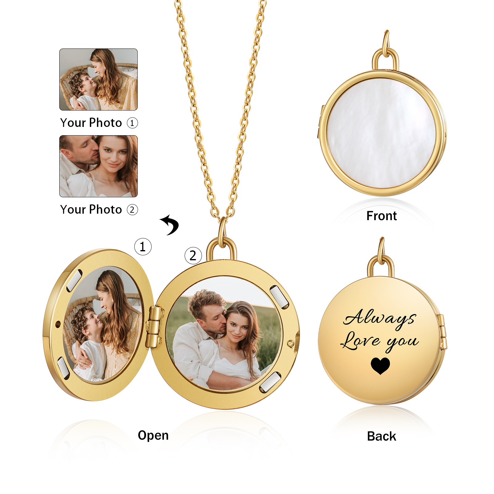Always Love You Personalised Locket Necklace for Women Circle Shape 2