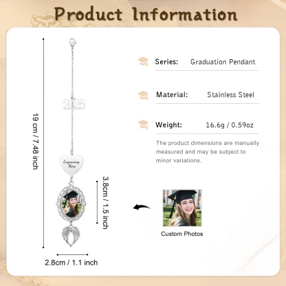 Personalised 2025 Graduation Hanging Ornament with 1 Custom Photo and Text – Gift for Graduates | Jessemade