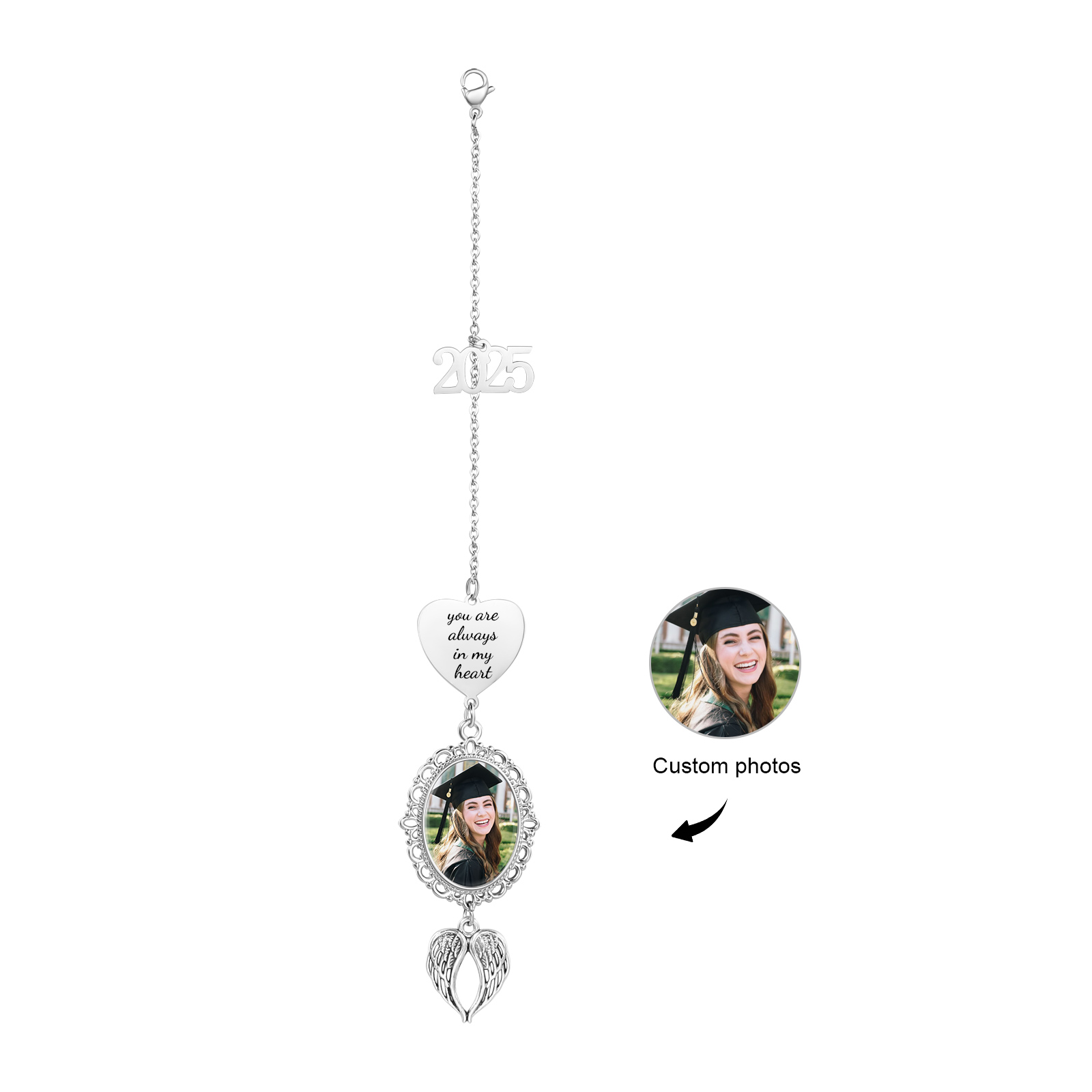 Personalised 2025 Graduation Hanging Ornament with 1 Custom Photo and Text – Gift for Graduates | Jessemade
