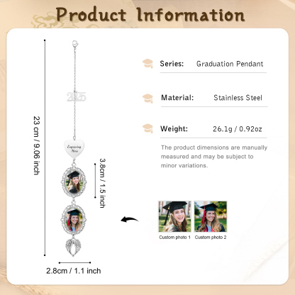 Personalised 2025 Graduation Hanging Ornament with 2 Custom Photos and Text – Gift for Graduates | Jessemade