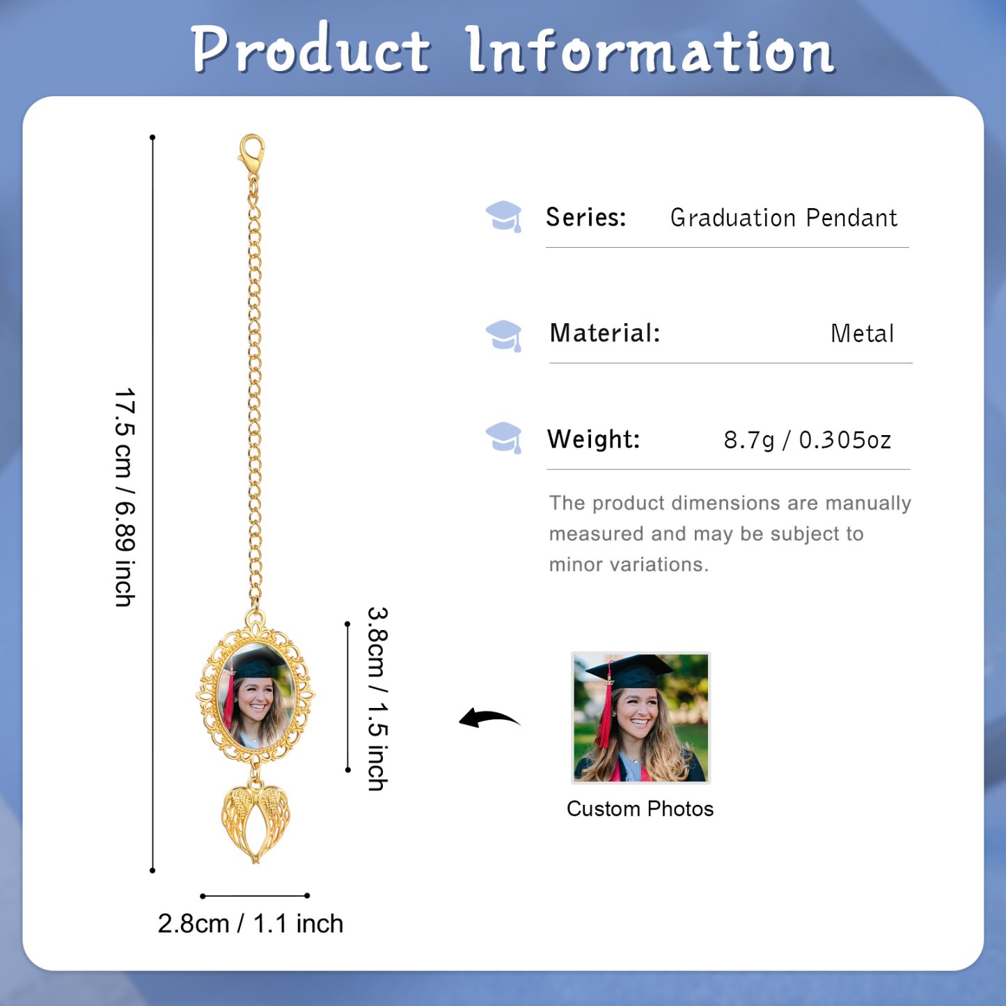 Personalised Graduation Hanging Ornament with 1 Custom Photo  – Gift for Graduates | Jessemade