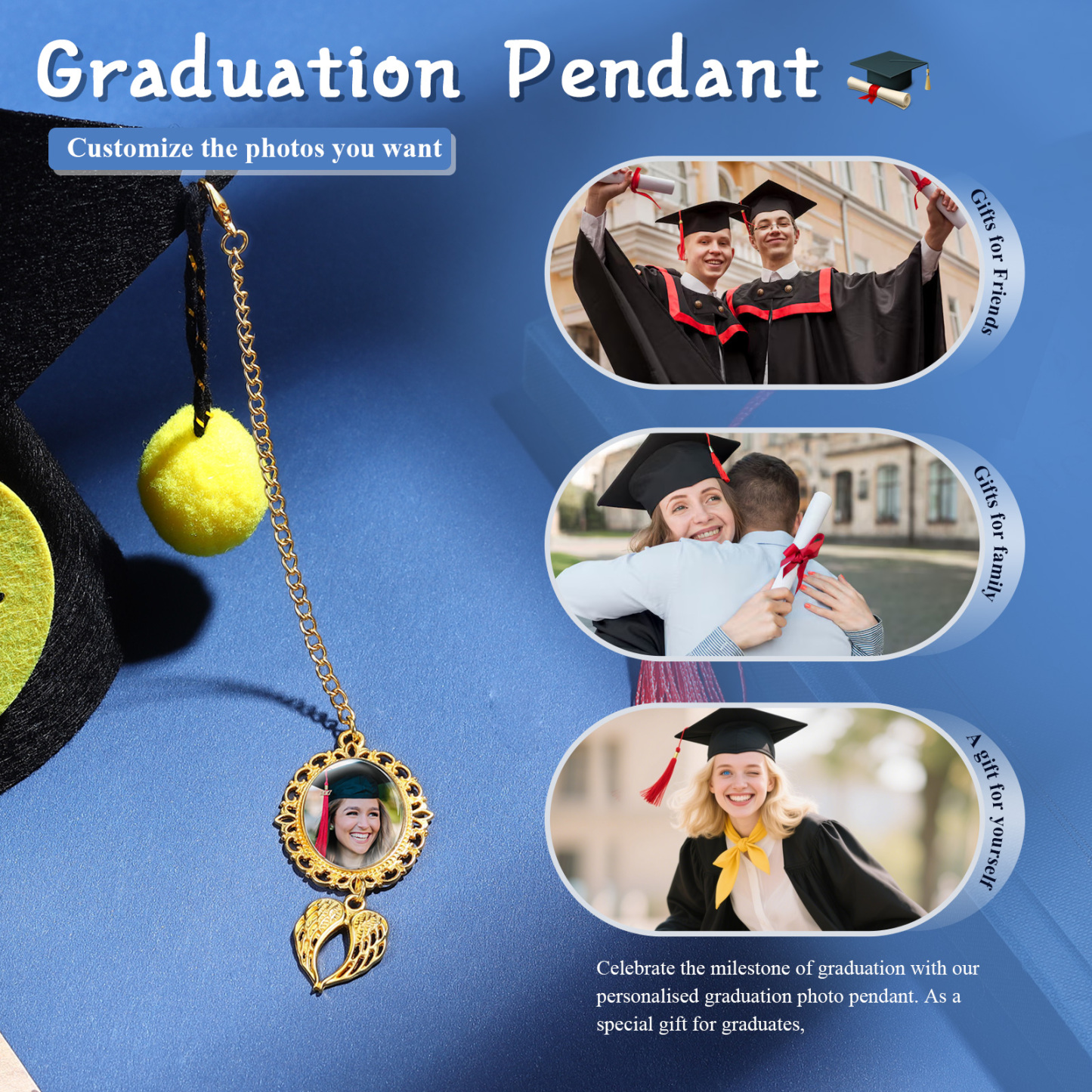 Personalised Graduation Hanging Ornament with 1 Custom Photo  – Gift for Graduates | Jessemade
