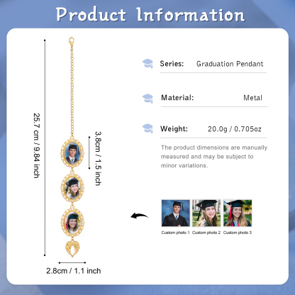 Personalised Graduation Hanging Ornament with 3 Custom Photos – Gift for Graduates | Jessemade