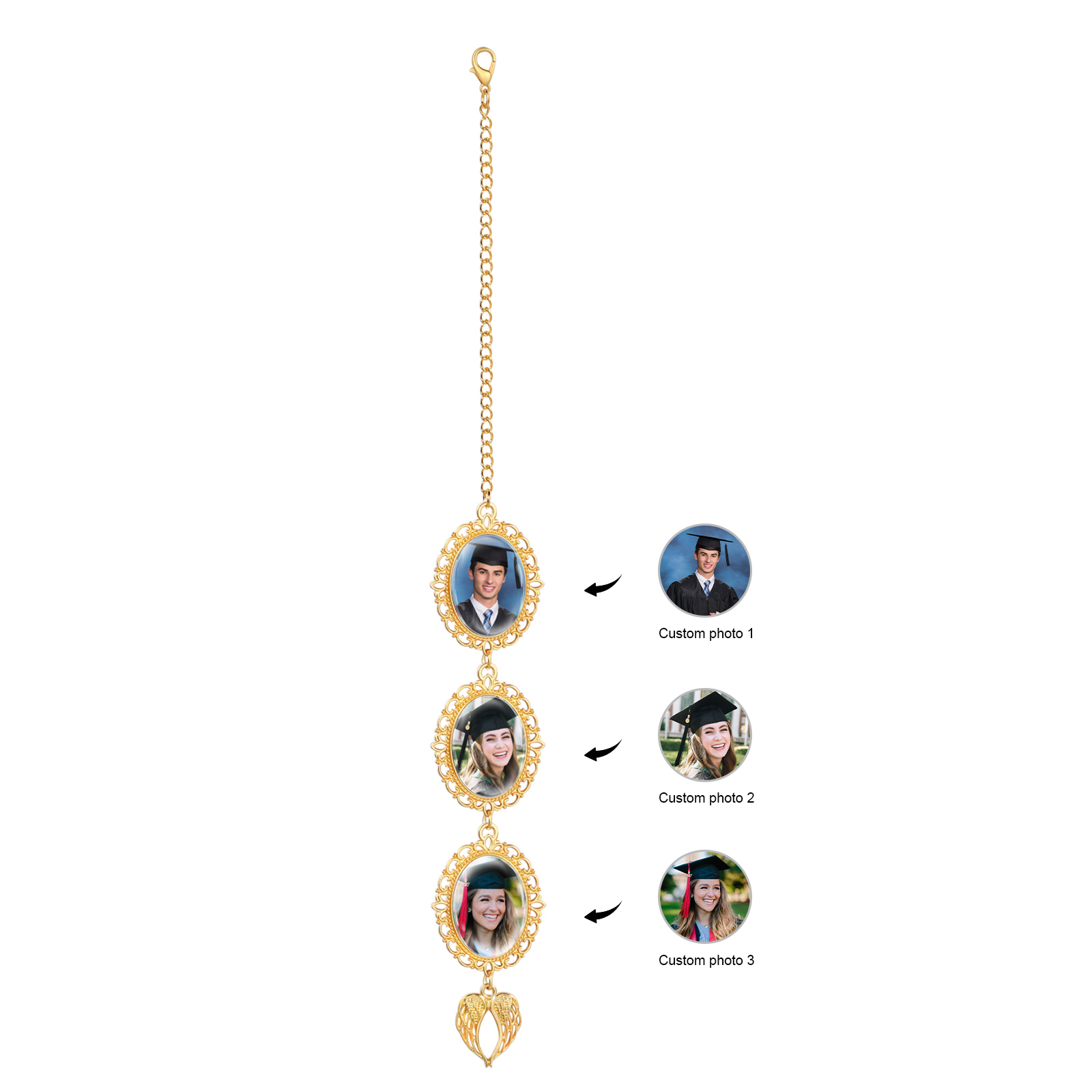 Personalised Graduation Hanging Ornament with 3 Custom Photos – Gift for Graduates | Jessemade