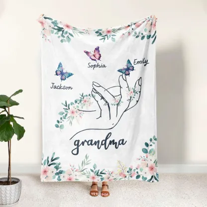 Personalised Butterfly Hand Blanket Custom with 1-8 Names Gift for Grandma Nana or Family-Jessemade AU