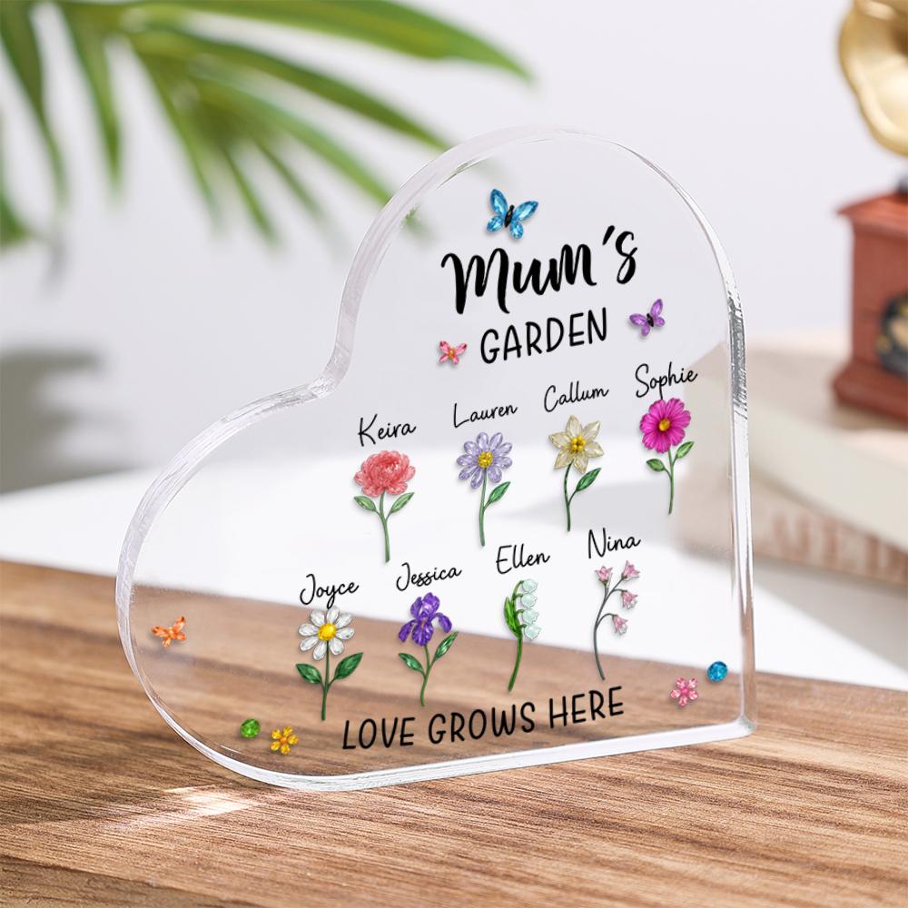 Personalised Acrylic Family Flowers Plaque for Mum Nanny