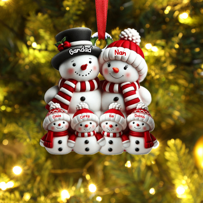 Christmas Tree Decoration - Personalised Family Snowmen with Names