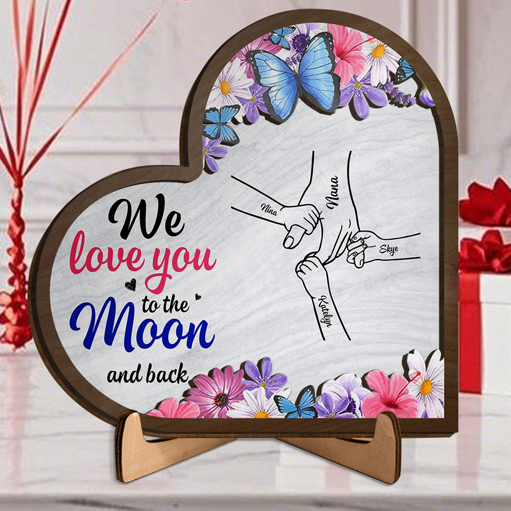Personalised Wooden Plaque - Floral Butterflies for Mum/Nan