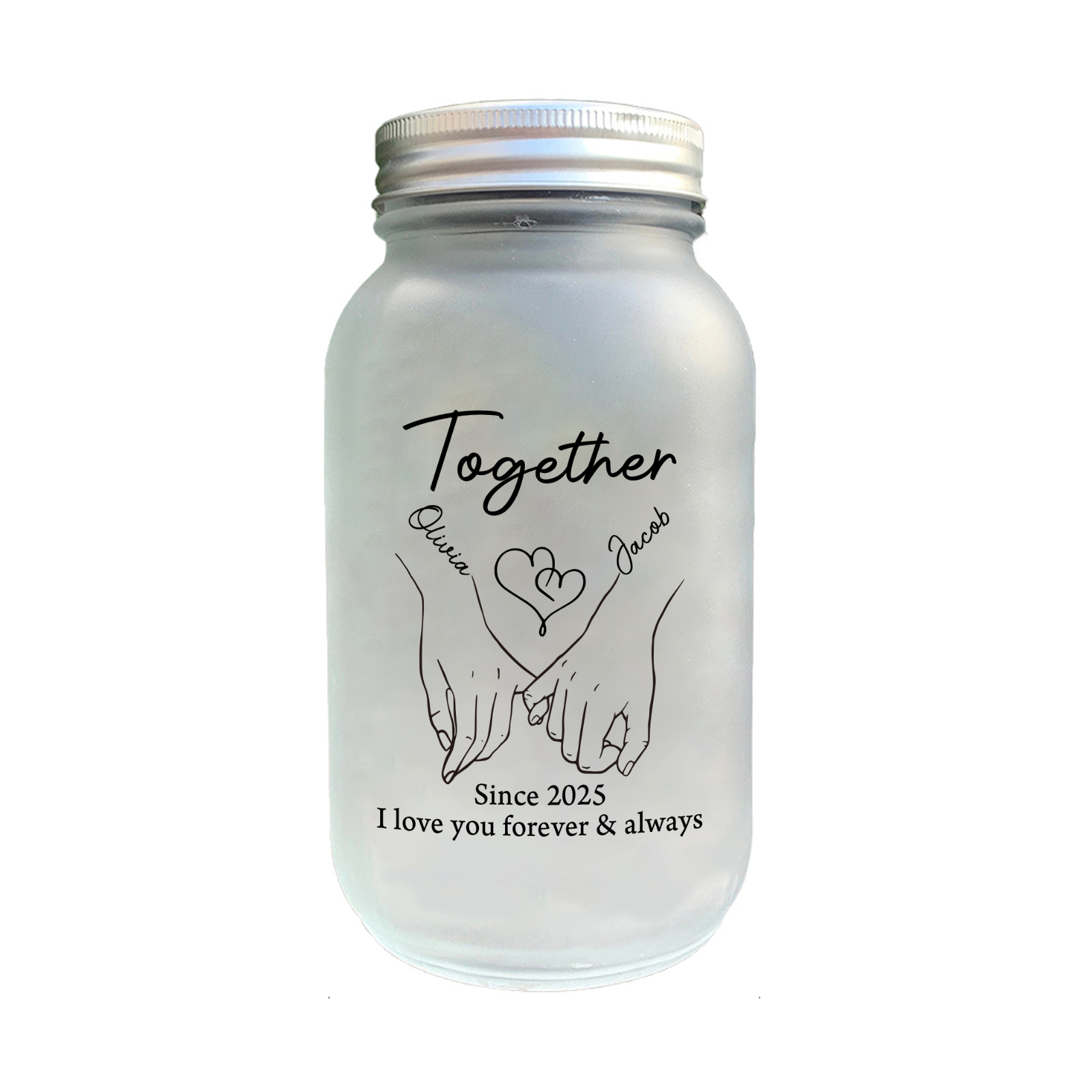 Personalised Mason Jar Light Solar Light Bottle for Couple