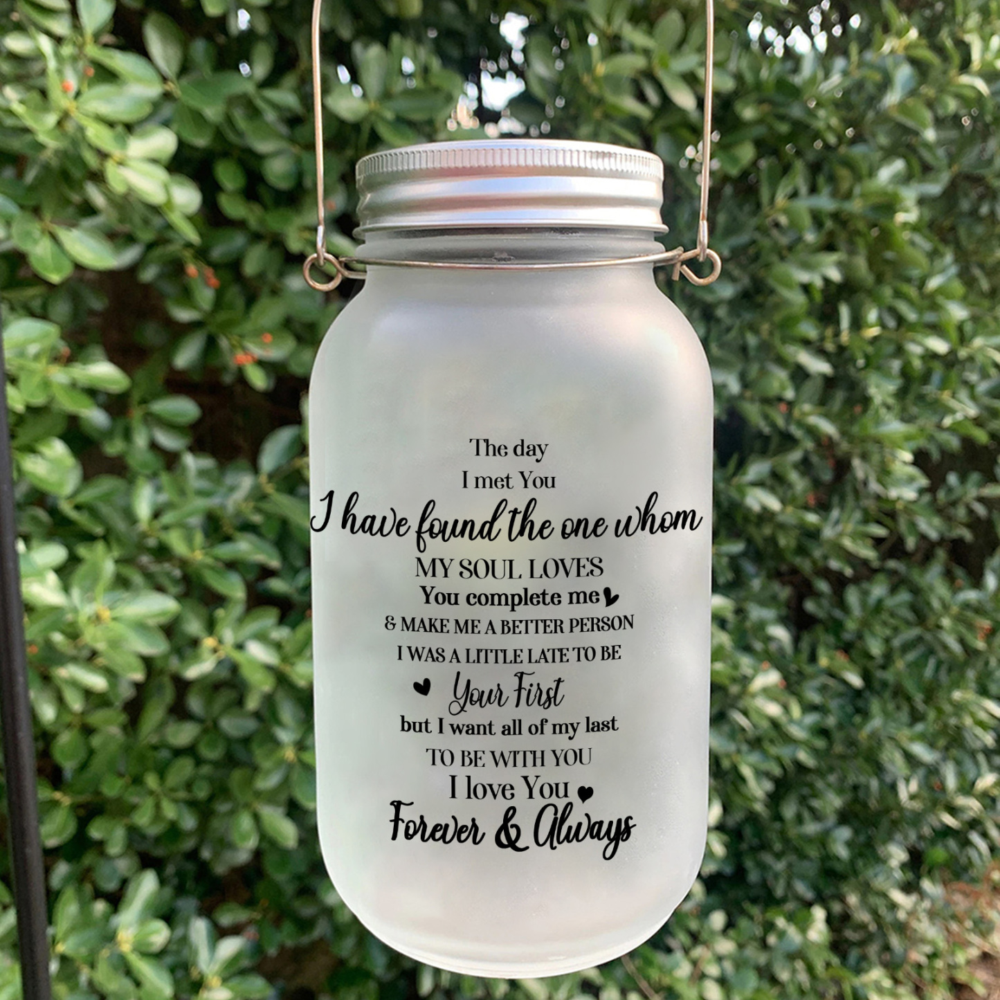 Custom Photo Solar Mason Jar Light for Couples’ Gift