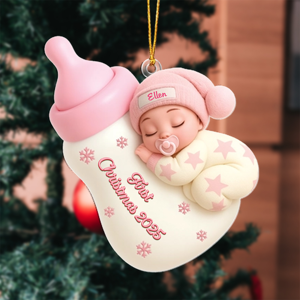 Christmas Tree Decoration Sleeping Baby with Bottle, Baby’s First Christmas Gift