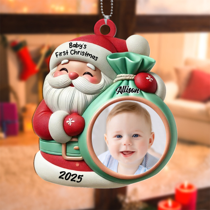 Christmas Tree Decoration - Santa Claus - Personalised Baby Photo