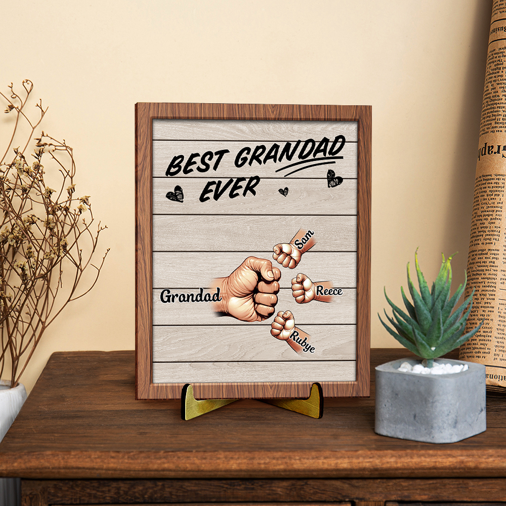 Personalised Fist Bump Plaque Custom 2-9 Names Wood Sign Unique Gift for Dad Grandad | Jessemade