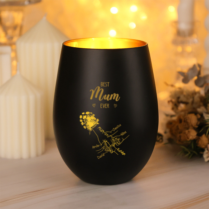 Personalized Glass Candle Holder Holding Hand Custom with 2–7 Names Best Mum Ever