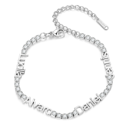 Personalised 1-4 Names Tennis Bracelet for Women