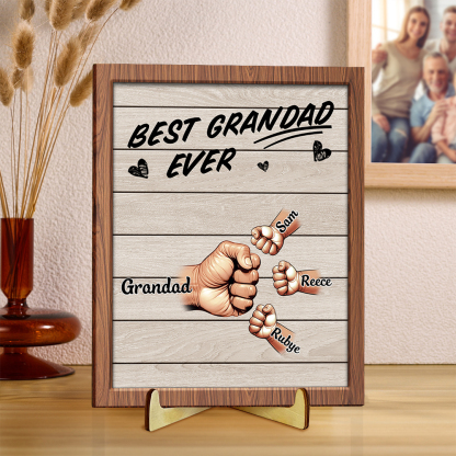 Personalised Fist Bump Plaque Custom 2-9 Names Wood Sign Unique Gift for Dad Grandad | Jessemade