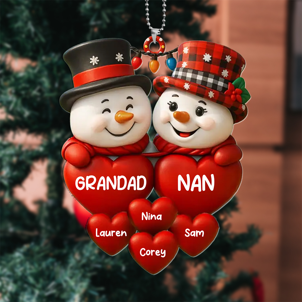 Personalised Snowmen Christmas Tree Decoration with Family Names