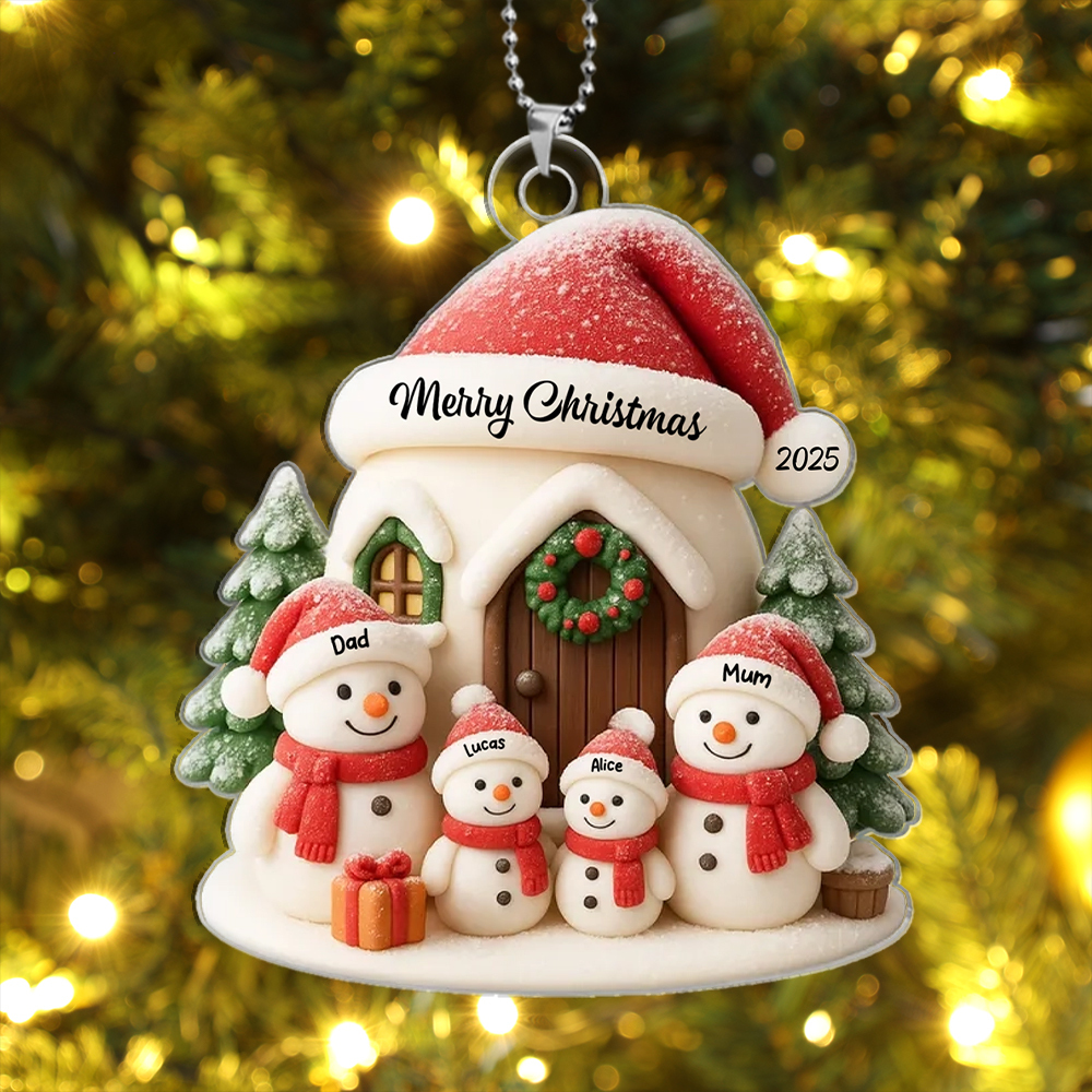 Personalised Christmas Tree Decoration Snowman Family