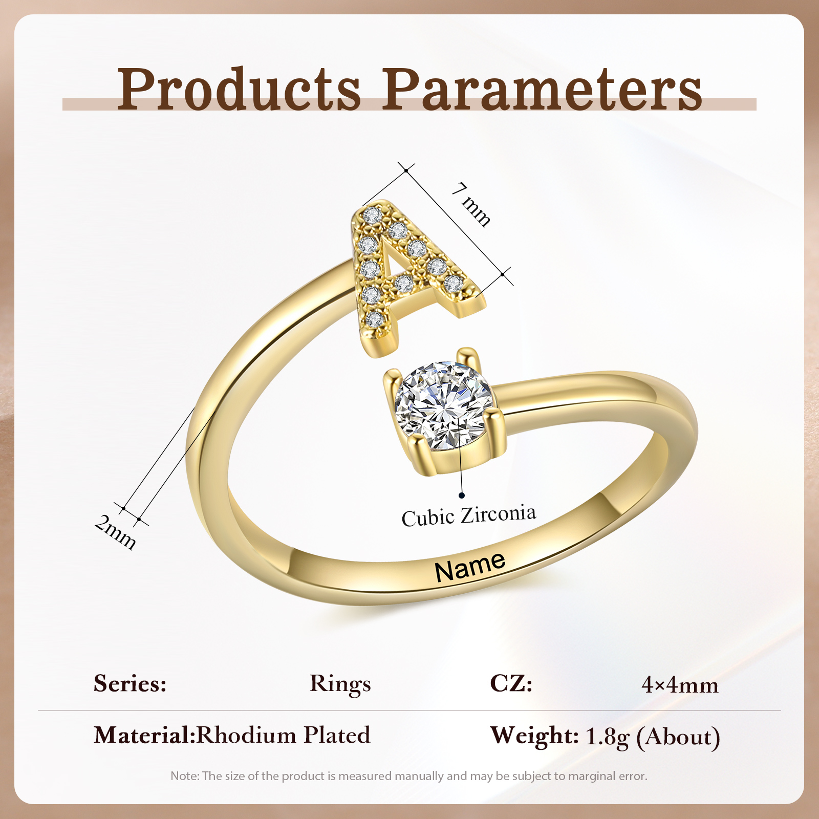 Personalised Initial & Name Open Ring Elegant Custom Gift for Her-Jessemade AU