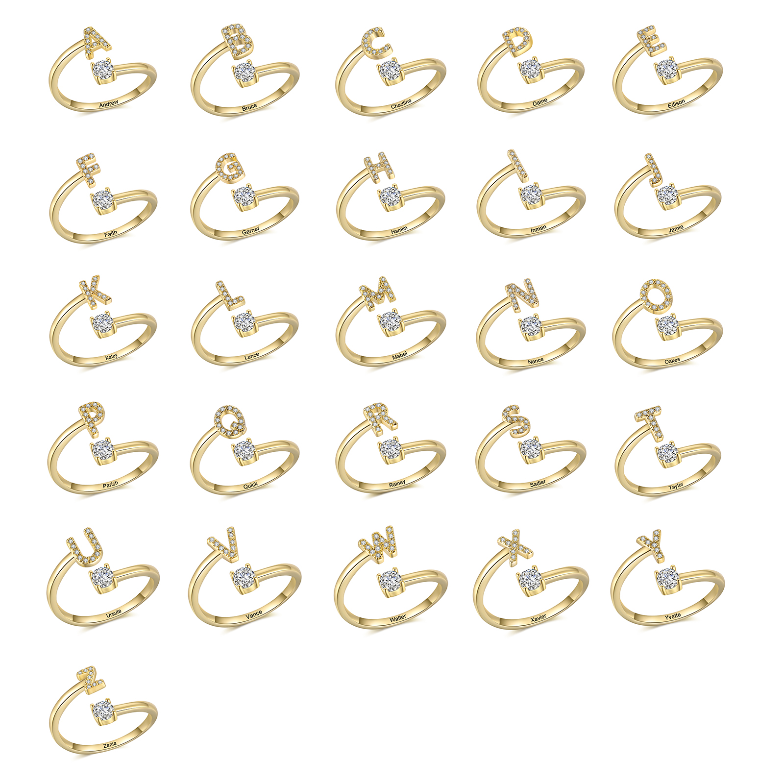 Personalised Initial & Name Open Ring Elegant Custom Gift for Her-Jessemade AU