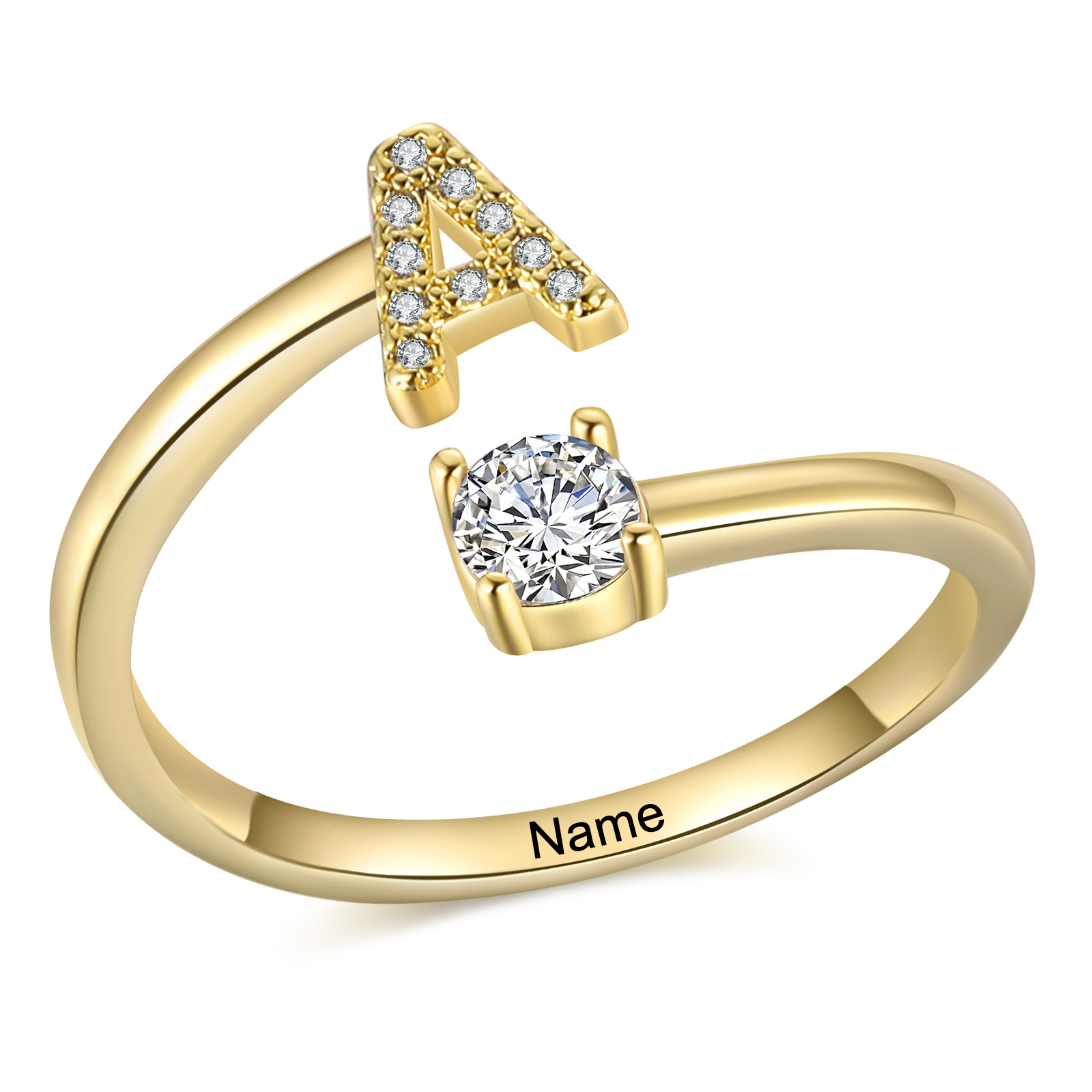Personalised Initial & Name Open Ring Elegant Custom Gift for Her-Jessemade AU