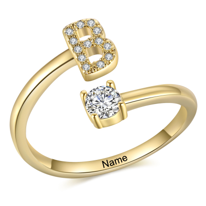Personalised Initial & Name Open Ring Elegant Custom Gift for Her-Jessemade AU