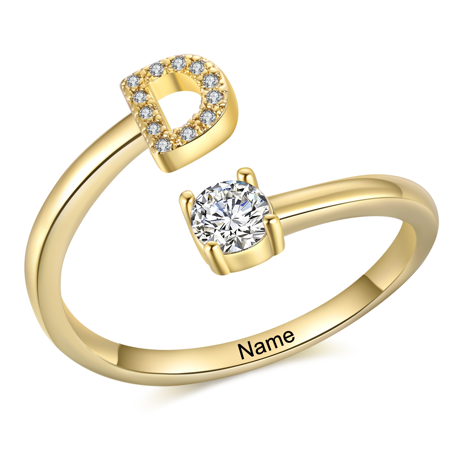 Personalised Initial & Name Open Ring Elegant Custom Gift for Her-Jessemade AU